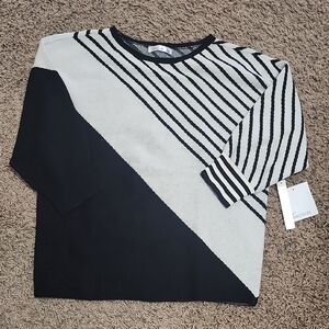 89th & Madison Black and White Striped Sweater
